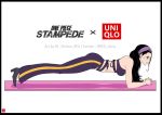  1girl bare_shoulders black_hair blue_eyes bra chris_re5 eyewear_on_head high_heels long_hair midriff nico_robin one_piece pants planking purple_bra purple_legwear solo stomach sunglasses sweatdrop sweatpants underwear uniqlo yoga_mat 