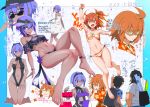  :d anklet backpack bag barefoot beard bikini bikini_removed black_bikini black_hair blood blush bracelet breasts dress edward_teach_(fate/grand_order) facial_hair fate/grand_order fate_(series) fujimaru_ritsuka_(female) fujimaru_ritsuka_(male) hairband hassan_of_serenity_(fate) hat hawaiian_shirt jewelry kneeling navel nosebleed one-piece_swimsuit open_mouth orange_eyes orange_hair purple_eyes purple_hair shirt short_hair side_ponytail sleeveless sleeveless_dress smile striped striped_bikini sunglasses swimsuit torichamaru translation_request visor_cap white_dress 