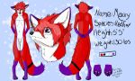  2015 4_toes animal_genitalia anthro balls biped black_nose blue_background canid canine character_name claws cute_fangs digitigrade dipstick_ears dipstick_tail ear_piercing ears_down english_text fangs fox front_view fully_sheathed fur fur_markings gloves_(marking) hair hands_behind_back headshot_portrait intergalacticnobody jewelry leg_markings male mammal markings maxxy_(maxxy_fur) measurements model_sheet multicolored_ears multicolored_fur multicolored_tail multiple_angles navel nervous nude piercing pivoted_ears portrait purple_eyes purple_fur rear_view red_fox red_fur red_hair ring sheath short_hair shy signature simple_background smile socks_(marking) solo standing teeth text toe_claws toe_ring toes white_fur 