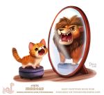  2018 cryptid-creations domestic_cat felid feline felis footstool lion mammal mirror open_mouth pantherine teeth 