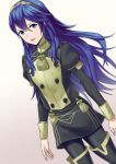  1girl a_meno0 blue_eyes blue_hair blush fire_emblem fire_emblem:_three_houses fire_emblem_awakening hair_between_eyes long_hair looking_at_viewer lucina open_mouth school_uniform simple_background smile solo tiara uniform 