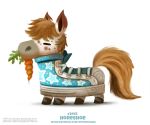  ambiguous_gender brown_fur brown_hair carrot clothing cryptid-creations equid equine feral food footwear fur grey_fur hair horse humor mammal plant pun shoes simple_background sneaker solo star vegetable visual_pun white_background white_fur 