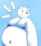  2019 anthro blue_background cute_fangs fur inushishigami male mammal moobs mouse_sully nipples overweight overweight_male polar_bear simple_background solo ursid ursine white_fur 