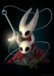  arthropod black_eyes clothing female hi_res hollow_knight hornet_(hollow_knight) insect larger_female male male/female needle poncho protagonist_(hollow_knight) size_difference solo the_gentle_giant vessel_(species) 