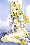  blonde_hair blue_eyes boots bottomless breasts gloves hat legs long_hair long_legs medium_breasts michael mint_adenade priestess sitting tales_of_(series) tales_of_phantasia thighs 