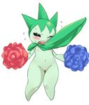  agemono blush embarrassed female flat_chested flora_fauna nintendo nipples pok&#233;mon pokemon pussy roselia solo video_games 