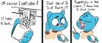  2019 anthro blue_fur breaking_the_fourth_wall cartoon_network clothed clothing comic cub dialogue digital_media_(artwork) domestic_cat english_text felid feline felis fourball fur gumball_watterson hi_res male mammal open_mouth simple_background text the_amazing_world_of_gumball young 