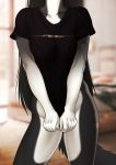  biped black_fur black_hair bottomless canid canine catherinemeow clothed clothing felicity_longis_(character) female fox fur hair mammal shirt solo t-shirt tool_(band) topwear white_fur 