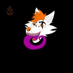 black_background canid canine creepy digital_media_(artwork) fox fur hair jack-o jack-o&#039;s_box long_tongue looking_at_viewer mammal nightmare_fuel open_mouth orange_hair purple_tongue simple_background the_horror_in_deckard_town tongue white_fur 