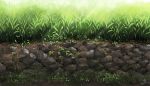  day field grass mocha_(cotton) no_humans original outdoors roots scenery signature sprout stone sunlight 