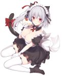  animal_ears cleavage heels maid miko_92 nekomimi no_bra raco tail thighhighs 