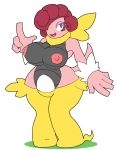  2019 5_fingers anthro anthrofied areola big_breasts blissey breasts curled_hair egg eyelashes fingers grey_skin hair hybrid lesly_the_blisscraft_(milly) multicolored_skin nintendo nipples open_mouth pink_skin pok&eacute;mon pok&eacute;mon_(species) pok&eacute;morph red_hair scalie scarf scrafty simple_background solo tongue tryfag two_tone_skin video_games wide_hips 