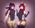  antelope anthro bovid bulge clothed clothing crossdressing duo felid feline gazelle geo girly hand_holding legwear looking_at_viewer male mammal open_mouth smile standing suelix thigh_highs wide_hips zellith 