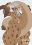  2019 anthro areola big_breasts big_butt breasts butt ear_piercing eyewear ezukapizumu female fish glasses hair huge_breasts hyaenid hybrid looking_back mammal marine nipples piercing shark sharp_teeth signature silver_(ezukapizumu) silver_hair smile solo spotted_hyena teeth thick_thighs 