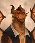  anthro clothing dragon ear_piercing ear_ring gamutfeathers hi_res horn looking_at_viewer male piercing scalie western_dragon wings 