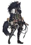  1boy animal belt belt_buckle boots buckle h@ruichi high_heel_boots high_heels holding holding_sword holding_weapon hook male_focus necktie original pouch scar simple_background sketch slit_pupils solo standing sword tail weapon white_background wolf yellow_eyes 