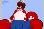  &lt;3 belly boxer_(disambiguation) brown_hair bulge clothing eyewear fur glasses hair hi_res looking_at_viewer mammal overweight red_fur simple_background slightly_chubby spread_legs spreading tongue tongue_out underwear wolferno wolferno_(character) 