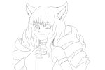  1girl animal_ears bare_shoulders cat_ears closed_mouth collar highres indioweeaboo long_hair red_eyes red_hair robotic_parts sketch smile stella_hoshii va-11_hall-a white_background 