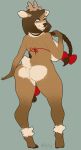  anthro big_breasts bottomless breasts butt cervid clothed clothing female hi_res mammal missy_(artist) rear_view 