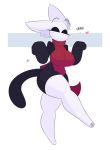  &lt;3 2019 alternate_species big_breasts black_eyes black_skin blush breasts clothed clothing domestic_cat felid feline felis female hi_res hollow_knight hornet_(hollow_knight) hornyan inner_ear_fluff kilinah legwear mammal simple_background small_feet thick_thighs thigh_highs video_games wide_hips 