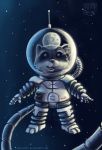  2012 anthro astronaut fur grey_fur humanoid_hands mammal moon nukinuki procyonid raccoon solo space 