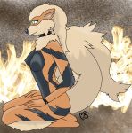 absurd_res anthro arcanine breasts butt canid canine digital_media_(artwork) female fire hi_res invalid_tag mammal nintendo nude pet pok&eacute;mon pok&eacute;mon_(species) pose skinny solo video_games 