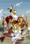  2015 abs absurd_res accessory adventurer anatid anseriform anthro areola armlet armor avian axe banner battle_axe big_breasts bird blonde_hair blue_sky boulder bracers breasts broad_sword brown_areola brown_eyes brown_hair brown_nipples circlet clothed clothing conan_the_barbarian disney donald_duck double_bitted_axe duck erect_nipples fantasy female gem girdle gold_(metal) greaves group hair headband headdress hi_res huge_breasts jewelry looking_at_viewer lordstevie male melee_weapon necklace nipples non-mammal_breasts pink_areola pink_nipples polearm presenting red_hair rock ruby_(gem) sky sparkles spear sunset sword tattoo tongue topless tree tribal trophy_necklace weapon wraps 
