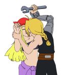  edward_elric eyes_closed female fullmetal_alchemist hi_res human human_only male male/female mammal midriff not_furry simple_background white_background winry_rockbell 