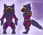  &lt;3 blush breasts claws cyber emote fan_character female flatcolor front_view fur hi_res lunaris_the_protogen machine model_sheet protogen side_view simple_background smile text thick_thighs wildwolfproduction 