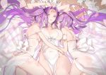  3girls ass bare_shoulders blush breasts breasts_apart collar collarbone covered_navel dress euryale facial_mark fate/hollow_ataraxia fate/stay_night fate_(series) forehead_mark hairband large_breasts lolita_hairband long_hair looking_at_viewer mins_(minevi) multiple_girls open_mouth parted_lips purple_eyes purple_hair rider see-through smile stheno thighs twintails very_long_hair white_dress 