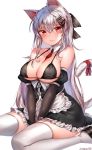  animal_ears bikini_top cleavage maid painteen tail thighhighs 