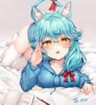  animal_ears cleavage megane painteen tail thighhighs 