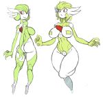  breasts butt colored_sketch curvaceous female gardevoir hair humanoid nintendo not_furry pok&eacute;mon pok&eacute;mon_(species) pussy robotjoe simple_background solo video_games white_background wide_hips 