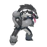  absurdres artist_request claws crossed_arms full_body furry gen_8_pokemon highres legs_apart no_humans obstagoon official_art open_mouth outline pokemon pokemon_(creature) pokemon_(game) pokemon_swsh sharp_teeth smile solo standing teeth tongue tongue_out transparent_background white_outline 