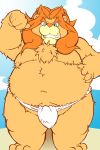  2008 anthro bbn belly blue_eyes clothing felid fundoshi humanoid_hands japanese_clothing lion male mammal moobs overweight overweight_male pantherine solo underwear 