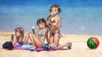  beach bikini breasts cleavage food original photoshop ponytail range_murata swimsuit twintails watermark 