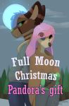  2018 absurd_res anthro black_nose blue_hair bottomwear brown_eyes brown_fur canid canine christmas clothed clothing comic digital_media_(artwork) duo english_text eyebrows fangs female fennec forest fox full_moon fully_clothed fur green_eyes green_nose hair hair_over_eye hi_res holidays long_hair looking_at_viewer looking_back male mammal moon multicolored_fur night outside pants pink_hair sky standing star tan_fur text three-quarter_view title_page togaed tree watermark 