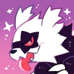  1:1 2019 ambiguous_gender black_fur black_nose blush claws fangs feral fur galarian_zigzagoon headshot_portrait icon limereptile looking_at_viewer low_res multicolored_fur nintendo open_mouth pok&eacute;mon pok&eacute;mon_(species) portrait red_sclera regional_variant solo sparkles tongue tongue_out two_tone_fur video_games white_fur 