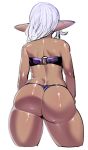  1girl ass ass_focus back dark_elf dark_skin elf elf-san_wa_yaserarenai. from_behind g-string highres huge_ass kuroeda-san o-ring o-ring_top pointy_ears sketch synecdoche thick_thighs thighs thong wedgie white_hair 