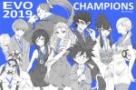  4girls 5boys amamiya_ren beehive_hairdo blazblue:_cross_tag_battle bow bowtie byakuya_(under_night_in-birth) cassie_cage commentary cuffs dragon_ball dragon_ball_fighterz dragon_ball_gt evolution_championship_series formal gloves kanzuki_karin kibagami_genjuro mask medal mishima_kazumi monochrome mortal_kombat mortal_kombat_11 multiple_boys multiple_girls persona persona_5 ponytail ringlets ruby_rose samurai_spirits sidelocks son_gokuu soulcalibur soulcalibur_vi street_fighter street_fighter_v suit super_smash_bros. suspenders tekken tekken_7 twitter_username under_night_in-birth under_night_in-birth_exe:late[st] vinhnyu voldo 