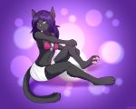  2019 4_toes 5:4 alternate_species anthro barefoot black_fur blue_eyes bottomwear breasts clothed clothing digitigrade domestic_cat felid feline felis female fur furrification hair hi_res keidran licking mammal maren_taverndatter multicolored_fur pawpads paws pink_pawpads purple_hair ruth66 shorts simple_background soles solo toes tongue tongue_out two_tone_fur twokinds webcomic white_fur 