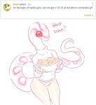  2019 albino albino_snake_girlfriend anthro ask_blog bowl clothed clothing colubrid comic corn_snake cranberry cranberry_muffin digital_media_(artwork) english_text female food glacierclear hi_res lampropeltini muffin rat_snake red_eyes reptile scalie simple_background snake solo text 