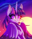  2018 absurd_res digital_media_(artwork) equid feathered_wings feathers female feral friendship_is_magic fur hair hi_res horn mammal my_little_pony plaguedogs123 purple_eyes purple_feathers purple_fur purple_hair solo twilight_sparkle_(mlp) winged_unicorn wings 