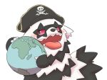  2019 black_fur blush clothing earth feral fur galarian_zigzagoon hat havintail headgear headwear nintendo pok&eacute;mon pok&eacute;mon_(species) regional_variant simple_background solo tongue tongue_out video_games white_background white_fur 