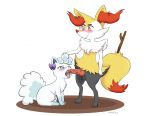  alolan_vulpix balls bodily_fluids bow braixen cum fellatio female genital_fluids knot makasia male male/female nintendo oral penile penis pok&eacute;mon pok&eacute;mon_(species) regional_variant sex simple_background video_games 