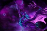  2019 ambiguous_gender claws cosmic_background detailed_background digital_media_(artwork) dragon hi_res horn membrane_(anatomy) membranous_wings open_mouth purple_eyes purple_scales ridged_horn scales scalie selianth spines teeth tongue western_dragon wings 