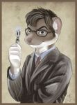  2011 alternate_species anthro brown_hair clothing conditional_dnp doctor_who dress_shirt eyewear furrification glasses hair half-length_portrait jacket male mammal moodyferret mustela mustelid musteline necktie portrait shirt solo sonic_screwdriver stoat tenth_doctor the_doctor topwear 