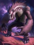  ambiguous_gender anthro black_fur claws fur looking_at_viewer mammal mustelid nintendo obstagoon pok&eacute;mon pok&eacute;mon_(species) red_eyes signature solo spectrumshift teeth tongue tongue_out video_games white_fur 