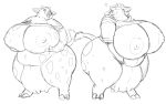  anthro big_breasts big_butt black_and_white bovid bovine breasts butt cattle duo female gillpanda growth happy huge_breasts huge_butt mammal monochrome morbidly_obese nipples obese overweight post_transformation teats transformation udders weight_gain 