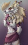  2019 ambiguous_gender anthro blonde_hair canid canine canis clothing coyote digital_media_(artwork) hair mammal red_eyes simple_background solo standing zenirix 
